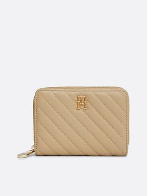 Billetera Acolchada Con Cierre Beige Tommy Hilfiger