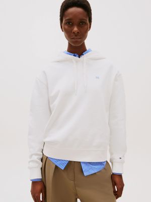 Polerón Hoodie Contrast Flag Logo Blanco Tommy Hilfiger