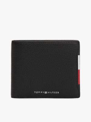 Billetera Central Plegable Cuero Negro Tommy Hilfiger