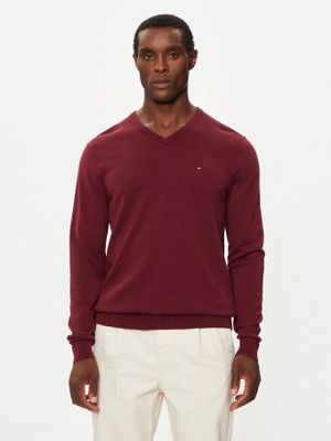 Sweater Básico Signature V-Neck Burdeo Tommy Hilfiger