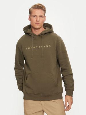 Polerón Hoodie Con Logo Bordado Verde Tommy Jeans