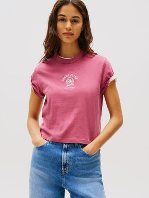 Polera Varsity Crest Logo Rosado Tommy Jeans