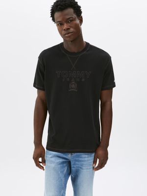 Polera Tonal Crest Logo Relaxed Fit Negro Tommy Jeans
