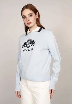 Sweater C-Neck Con Logo Celeste Tommy Hilfiger