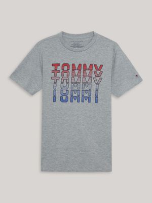 Polera De Niño Flutter Graphic Logo Gris Tommy Hilfiger