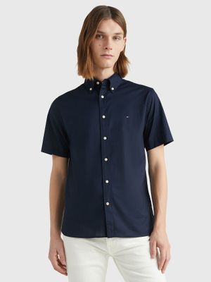 Camisa Flex Poplin Regular Fit Azul Tommy Hilfiger