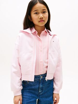 Polerón Hoodie Con Logo Y Cierre Rosado Tommy Hilfiger