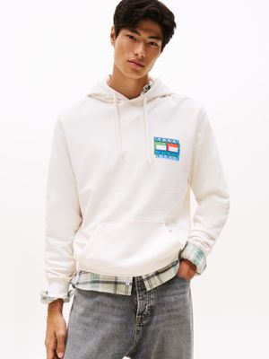Polerón Hoodie Flag Con Logo Gráfico Blanco Tommy Jeans