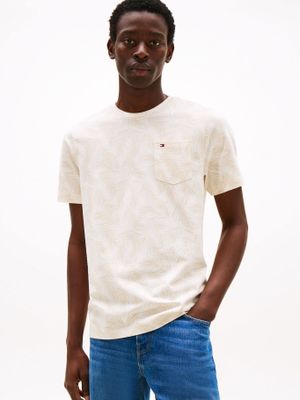 Polera Bolsillo Y Print Hojas Beige 0K4 Tommy Hilfiger