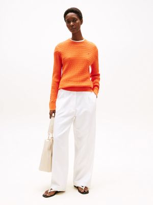 Imagen 2 del producto Sweater De Punto Trenzado Naranjo Tommy Hilfiger