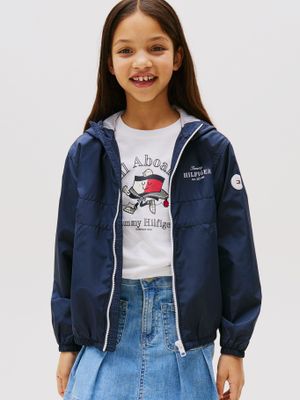 Cortavientos Con Gorro Y Logo Azul Tommy Hilfiger