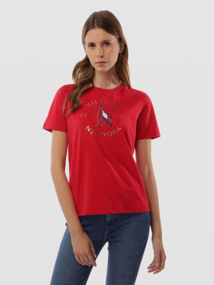 Polera Motion Flag Logo Rojo Tommy Hilfiger