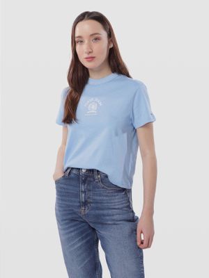 Polera Varsity Crest Logo Celeste Tommy Jeans