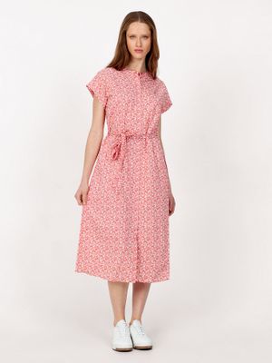 Vestido Floral Con Logo Naranja Tommy Hilfiger