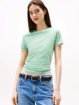 Polera Slim Fit Logo Essential Verde Tommy Jeans