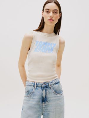 Polera Bubble Con Logo Beige Tommy Jeans