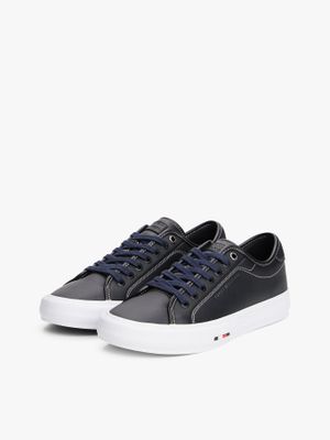 Zapatillas Cuero Logo Distintivo Negro Tommy Hilfiger