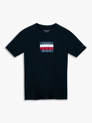 Polera De Niño Con Logo-Signature Azul Tommy Hilfiger