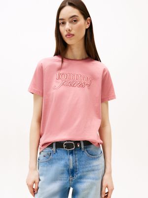 Polera Logo Script Regular Fit Rosado TI0 Tommy Jeans