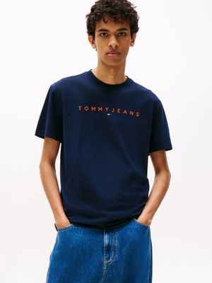 Polera Con Logos Lineal Azul Tommy Jeans