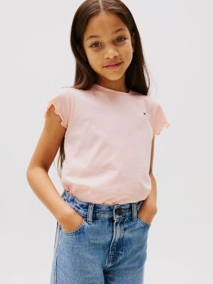 Polera Essential Slim Con Volante Rosado Tommy Hilfiger