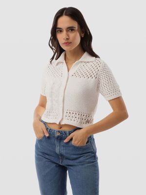 Cárdigan Polo Flag Logo Blanco Tommy Jeans