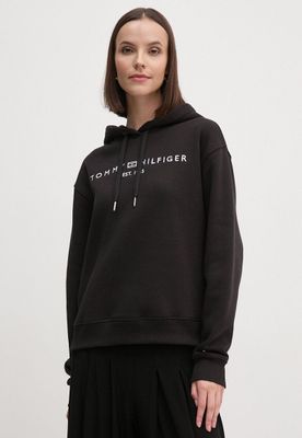 Polerón Hoodie Logo Bordado Negro Tommy Hilfiger