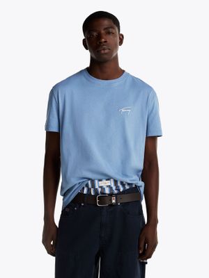Polera Con Logo Signature Bordado Celeste Tommy Jeans
