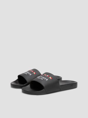 Sandalias Piscina Logo Bordado Negro Tommy Hilfiger