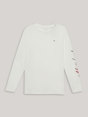 Polera De Niño Con Logo Script Blanco Tommy Hilfiger