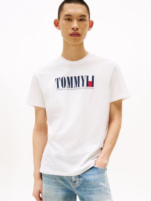Polera C-Neck Con Logo Blanco YBL Tommy Jeans