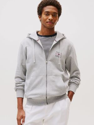 Polerón Hoodie Con Cierre Gris Tommy Hilfiger