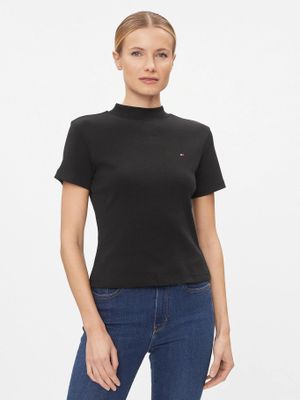 Polera Cropped Slim Fit Negro Tommy Hilfiger