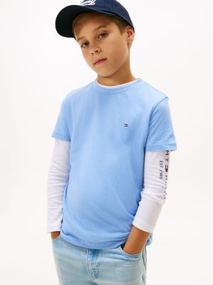 Polera Niño Essential Cotton C14 Celeste Tommy Hilfiger