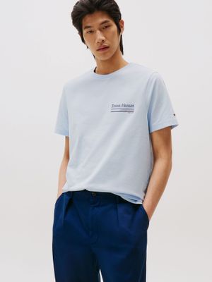 Polera Cuello Redondo y Logo Celeste Tommy Hilfiger