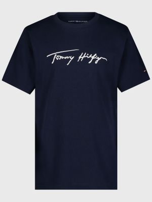 Polera De Niño Script Bordado Azul Tommy Hilfiger