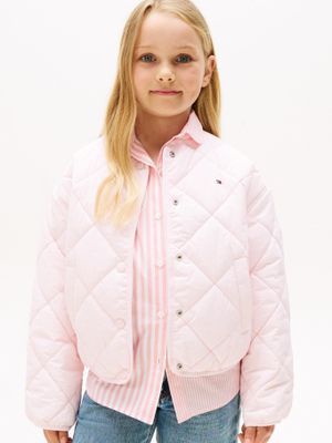 Chaqueta Quiletd Con Logo Bordado Rosado Tommy Hilfiger