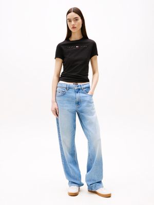 Imagen 2 del producto Polera Slim Fit Con Logo Lineal Negro BDS Tommy Jeans