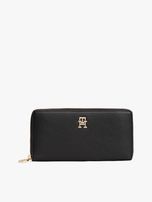 Billetera Monogram Con Cierre Negro Tommy Hilfiger