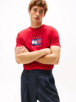Polera Con Logo Flag Gráfico Rojo Tommy Hilfiger