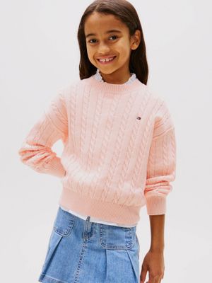 Sweater De Punto Corte Amplio Rosado Tommy Hilfiger