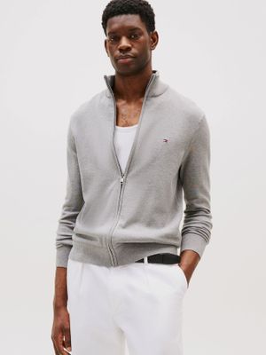 Sweater Essential Cotton Con Cierre Gris Tommy Hilfiger