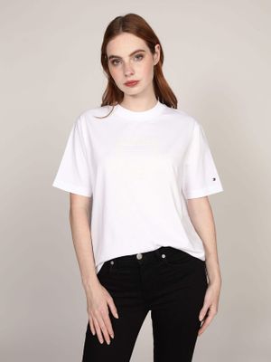 Polera Outline Flag Logo Blanco Tommy Hilfiger