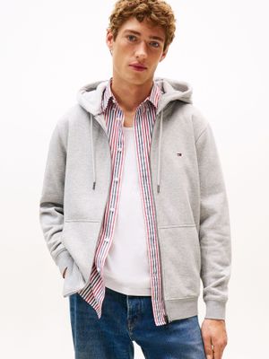 Polerón Hoodie Con Cierre Logo Gris P01 Tommy Hilfiger