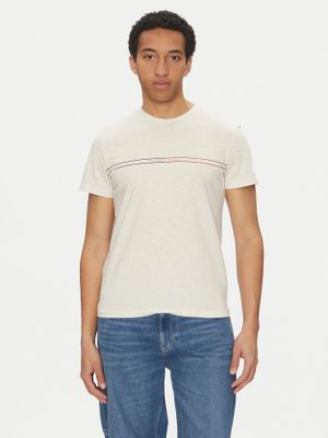 Polera Entry Graphic Logo Slim Fit Beige Tommy Jeans