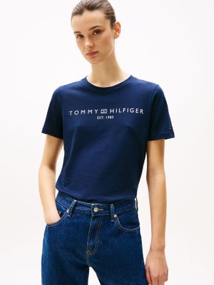 Polera Signature Con Logo Azul C1G Tommy Hilfiger