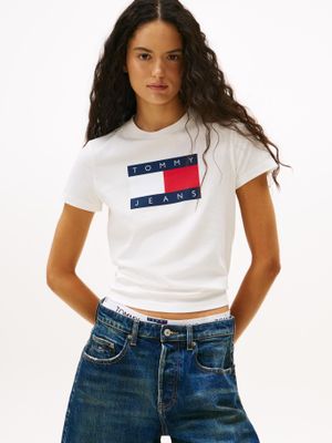 Polera Soft Flag Logo Blanco Tommy Jeans