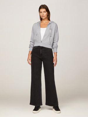 Imagen 2 del producto Polerón Hoodie Cropped Con Cierre Gris Tommy Jeans