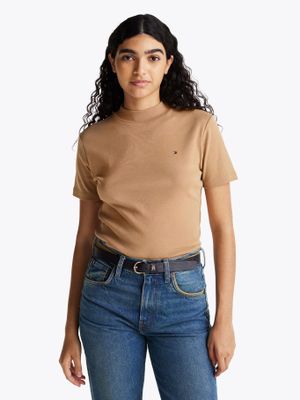 Polera Cropped Slim Fit Beige Tommy Hilfiger