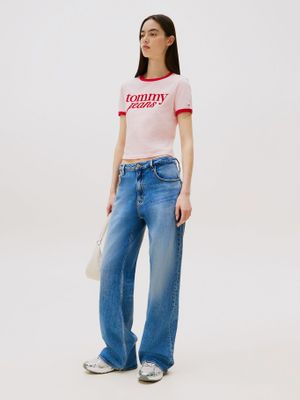 Imagen 2 del producto Polera Ringer Con Logo Rosado Tommy Jeans